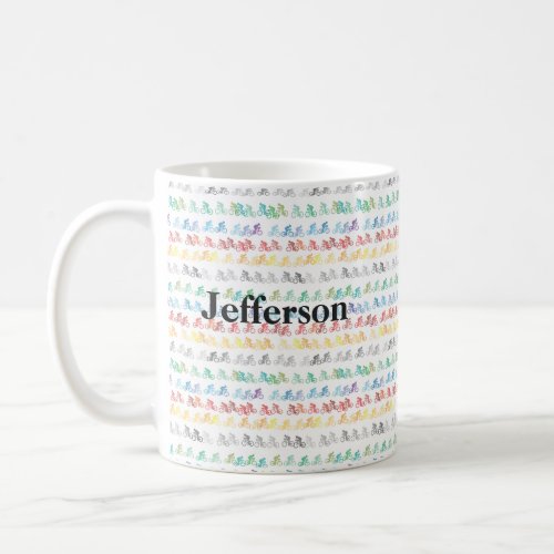 Colorful Bicycle Pattern on White Coffee Mug