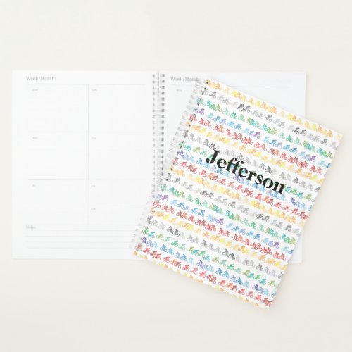 Colorful Bicycle Pattern on White Planner