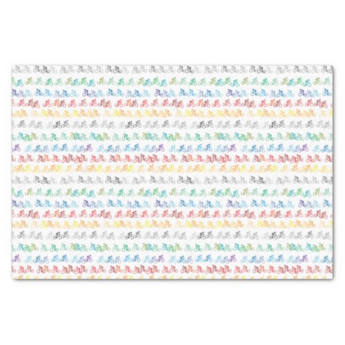 Colorful Bicycle Pattern on White Tissue Paper