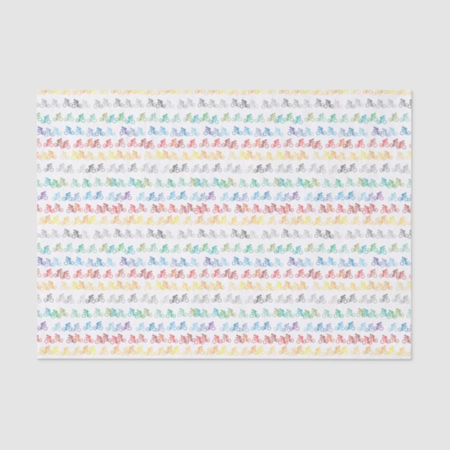 Colorful Bicycle Pattern on White Tissue Paper (Front)