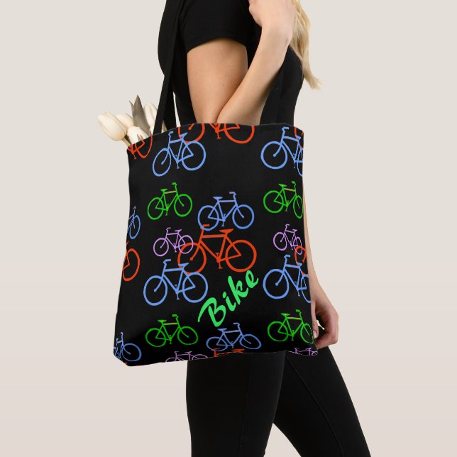 Colorful Bicycle Pattern Tote Bag (Close Up)
