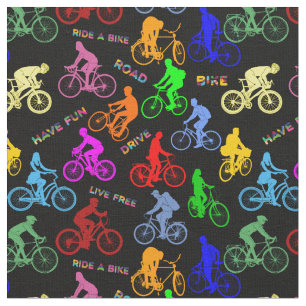Colorful Bicycles And Riders Fabric