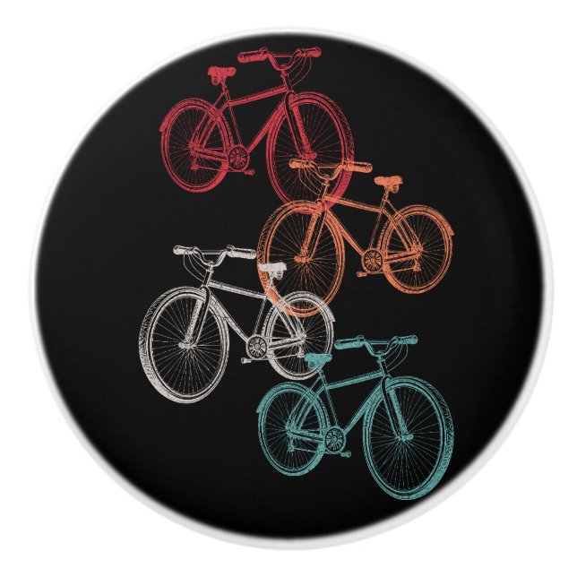 Colorful bicycles ceramic knob (Front)