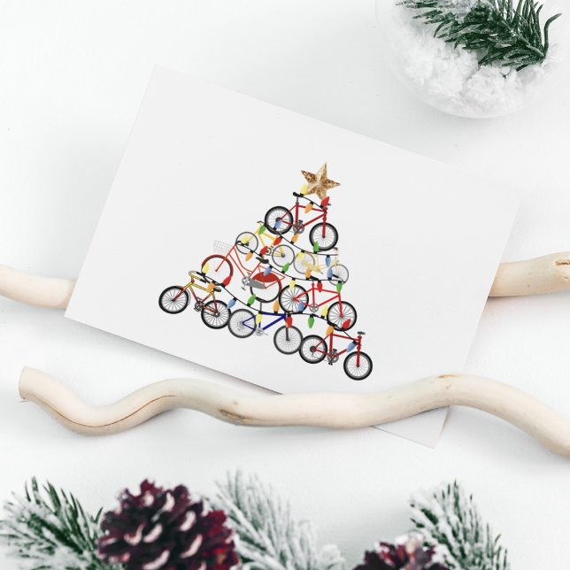 Colorful Bicycles Christmas Tree Ornament Gifts Postcard (Creator Uploaded)