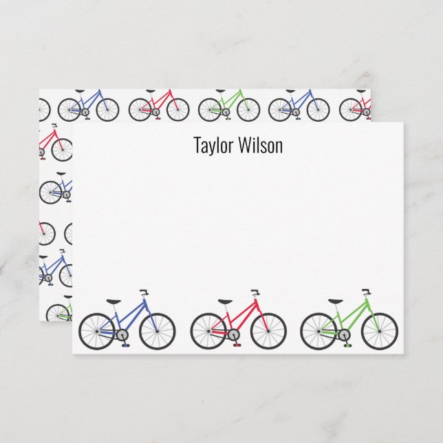 Colorful Bicycles Custom Personalized Note Cards (Front/Back)