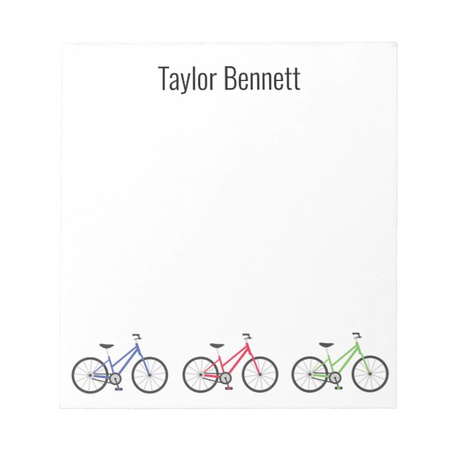 Colorful Bicycles Custom Personalized Notepad (Front)