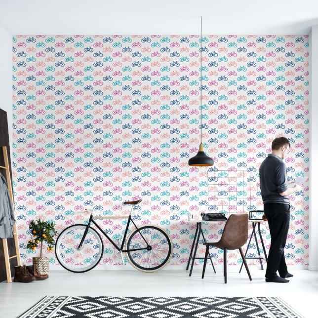 Colorful Bicycles Design Wallpaper (Living Room)