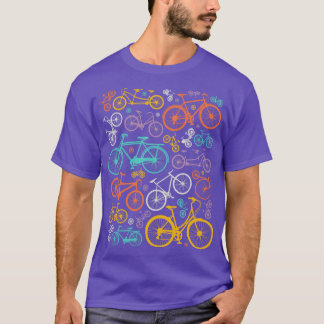 Colorful Bicycles Illustration Bike Lover Cycling  T-Shirt