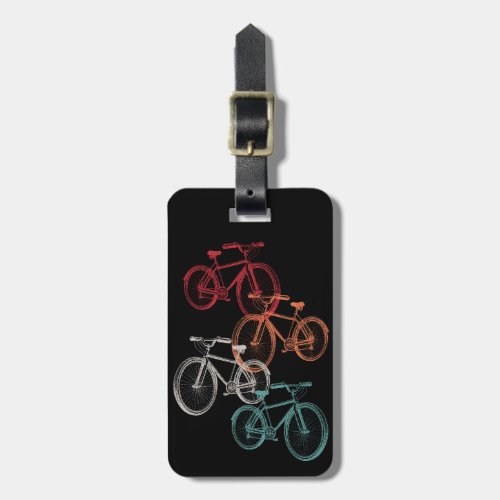 Colorful bicycles luggage tag