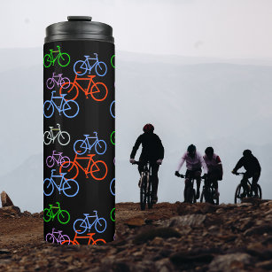 Colorful Bicycles on Black Thermal Tumbler