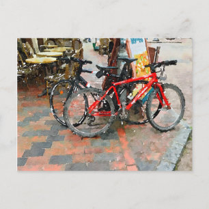 Colorful Bicycles On the Sidewalk Postcard