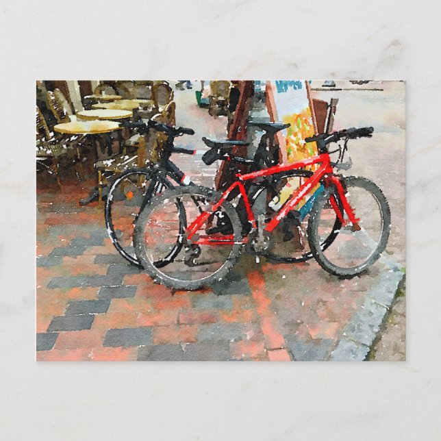 Colorful Bicycles On the Sidewalk Postcard (Front)