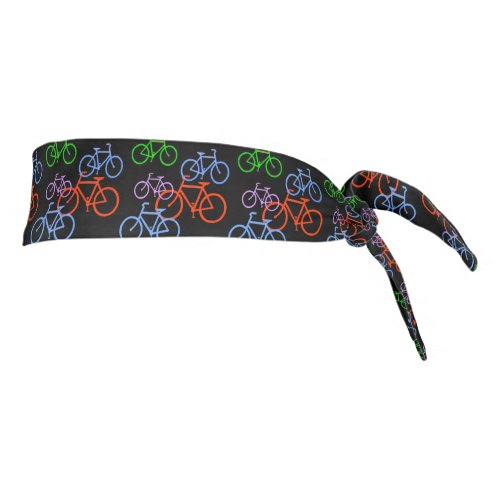 Colorful Bicycles Pattern on Black Tie Headband