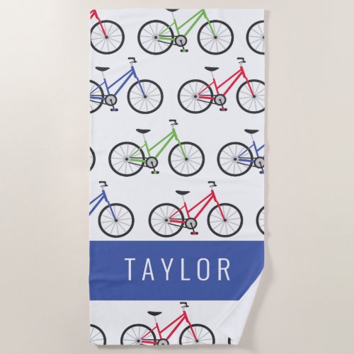 Colorful Bicycles Personalized Beach Towel