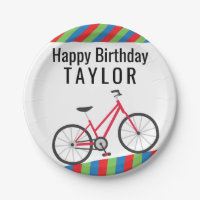 Colorful Bicycles Personalized Party Plates
