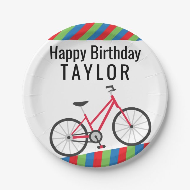 Colorful Bicycles Personalized Party Plates (Front)