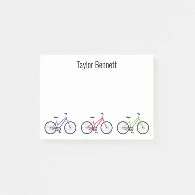 Colorful Bicycles Personalized Post-it Notepad (Front)