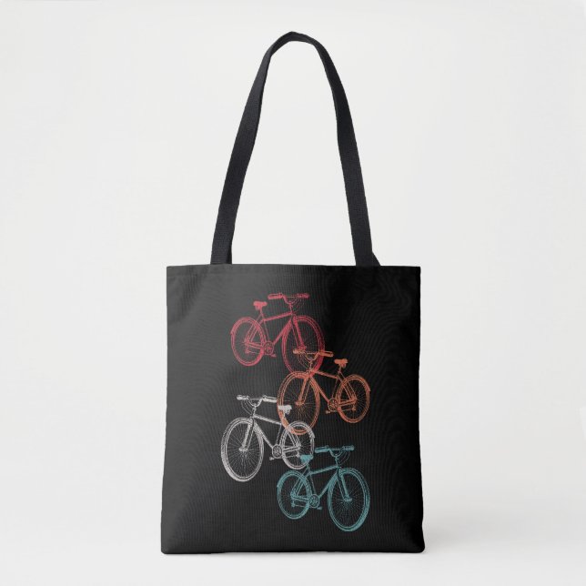 Colorful bicycles tote bag (Front)