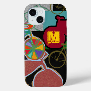Colorful Bicycles with Monogram iPhone 15 Case