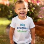 Colorful Big Brother Monogram Name White T-Shirt<br><div class="desc">He is ready for his new title with this white tee featuring "Big Brother" in bold, colorful typography and a customizable name in a fun contrasting color. The bright multicolor design adds personality to pregnancy announcements, baby shower celebrations, and first photos with the new baby. A personalized monogram keepsake that...</div>