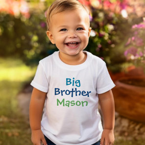 Colorful Big Brother Monogram Name White T-Shirt