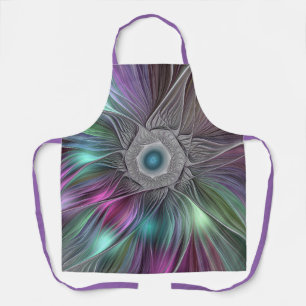 Colorful Big Flower Abstract Trippy Fractal Art Apron
