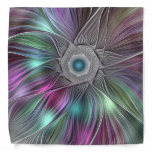 Colorful Big Flower Abstract Trippy Fractal Art Bandana