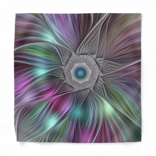 Colorful Big Flower Abstract Trippy Fractal Art Bandana