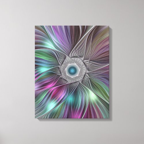 Colorful Big Flower Abstract Trippy Fractal Art Canvas Print