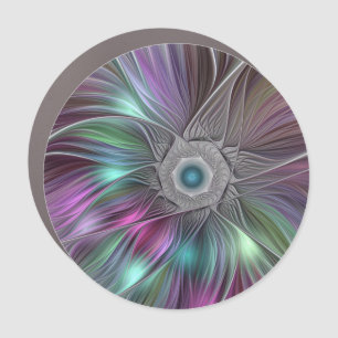 Colorful Big Flower Abstract Trippy Fractal Art Car Magnet