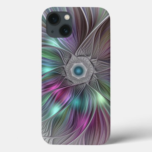 Colorful Big Flower Abstract Trippy Fractal Art iPhone 13 Case