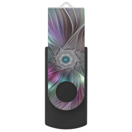 Colorful Big Flower Abstract Trippy Fractal Art Flash Drive