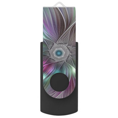 Colorful Big Flower Abstract Trippy Fractal Art Flash Drive