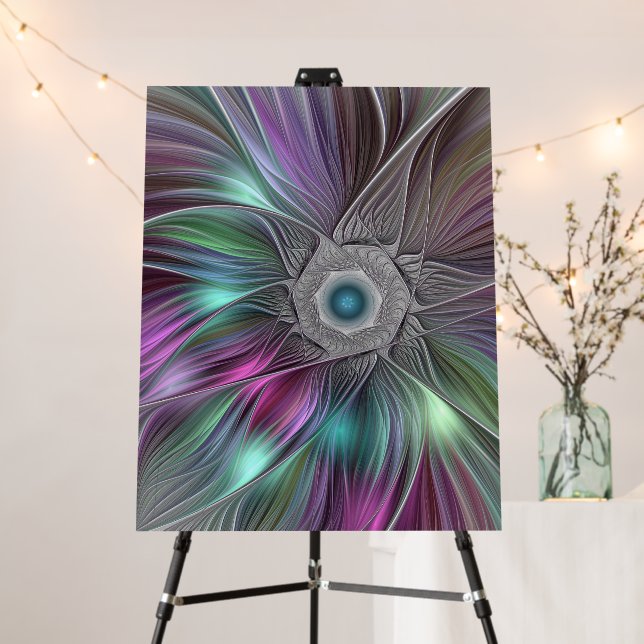 Colorful Big Flower Abstract Trippy Fractal Art Foam Board (In Situ (Stand))