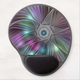 Colorful Big Flower Abstract Trippy Fractal Art Gel Mouse Pad