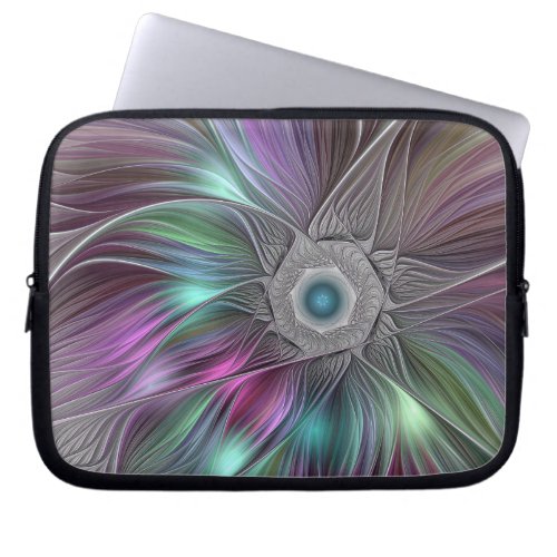 Colorful Big Flower Abstract Trippy Fractal Art Laptop Sleeve