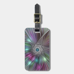 Colorful Big Flower Abstract Trippy Fractal Art Luggage Tag