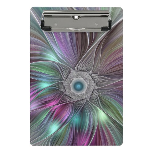 Colorful Big Flower Abstract Trippy Fractal Art Mini Clipboard