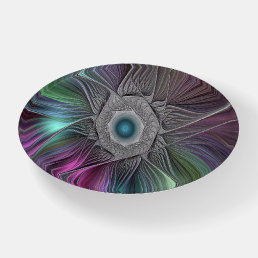 Colorful Big Flower Abstract Trippy Fractal Art Paperweight