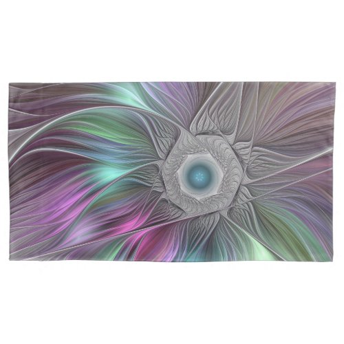 Colorful Big Flower Abstract Trippy Fractal Art Pillow Case