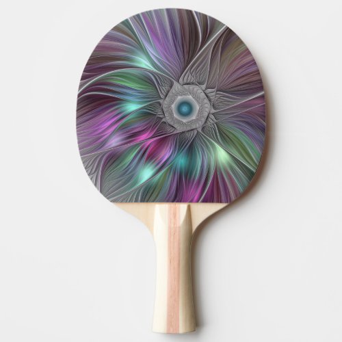 Colorful Big Flower Abstract Trippy Fractal Art Ping Pong Paddle