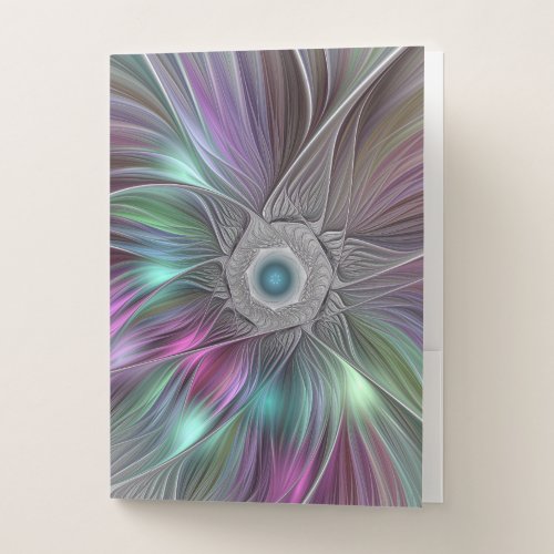 Colorful Big Flower Abstract Trippy Fractal Art Pocket Folder