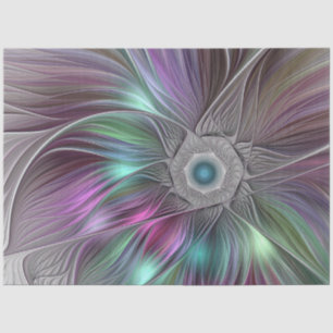 Colorful Big Flower Abstract Trippy Fractal Art Tissue Paper