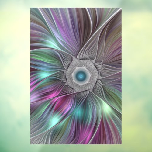 Colorful Big Flower Abstract Trippy Fractal Art Window Cling