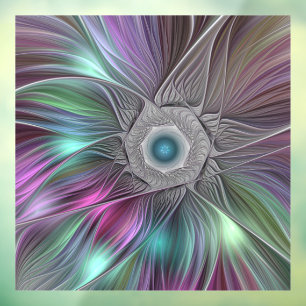Colorful Big Flower Abstract Trippy Fractal Art Window Cling
