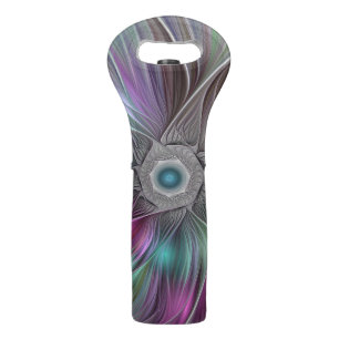 Colorful Big Flower Abstract Trippy Fractal Art Wine Bag