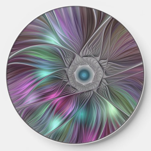 Colorful Big Flower Abstract Trippy Fractal Art Wireless Charger
