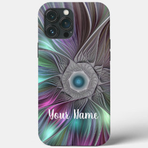 Colorful Big Flower Abstract Trippy Fractal Name iPhone 13 Pro Max Case