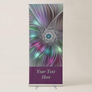 Colorful Big Flower Abstract Trippy Fractal Text Retractable Banner