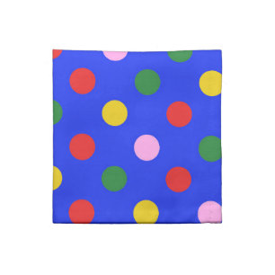 Colorful big polka dots on bold blue cloth napkin